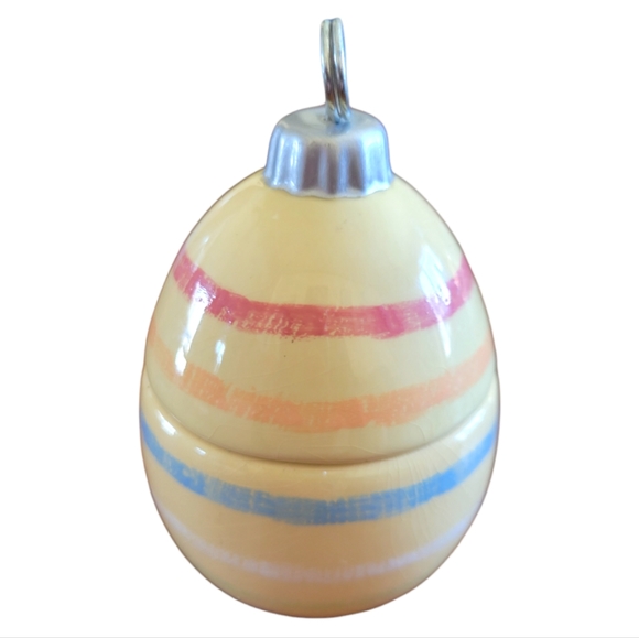 Vtg Blossoms & Blooms Ceramic Christmas Egg Shaped Candle Holder - Picture 4 of 8